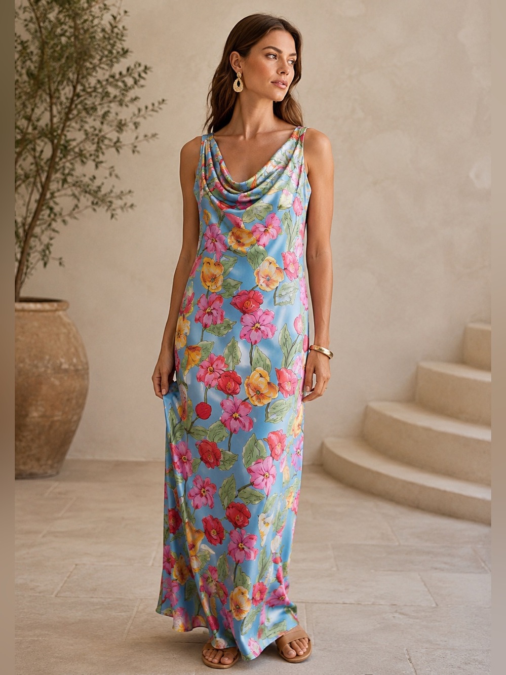 Milly Floral Maxi Dress with Vibrant Floral Colors Size Small